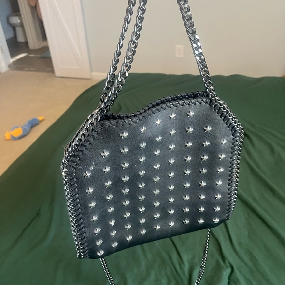 Handbags - Studded Black Chain Shoulder Bag